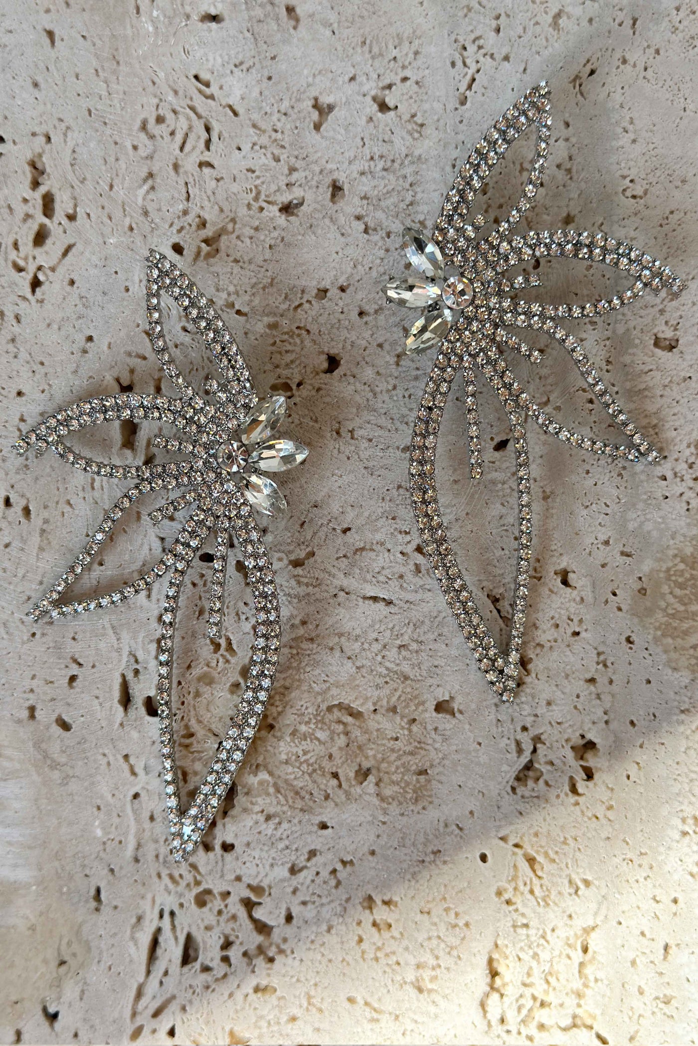 Large Diamante Silver Earrings